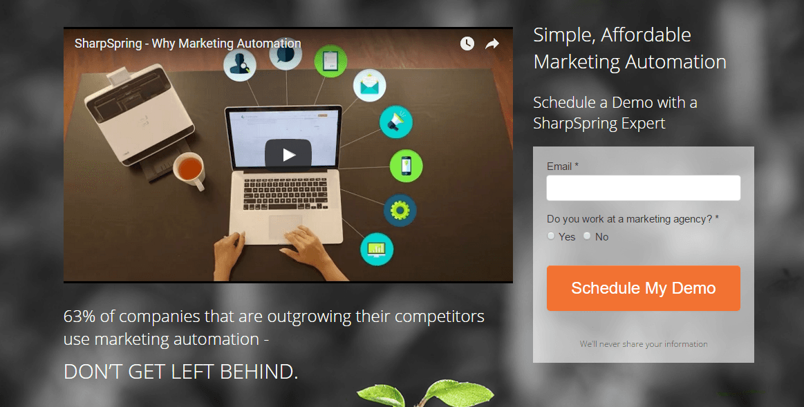 video demonstration landing page